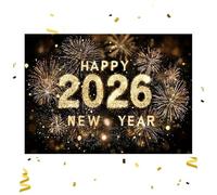 Bannière du Nouvel An - 208 x 150 cm - Décoration de fond pour fêtes, Nouvel An - Transparent - Pour l'extérieur, la maison, le garage, le jardin, la cour, le bureau, l'école, l'appartement