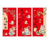 Bannière du Nouvel An chinois Décoration de vitrine Rouge (HY-XNGB-11) | Taille 60 x 125 cm, pour tissu rouge, motif cheval, design réutilisable, affichage de vitrine