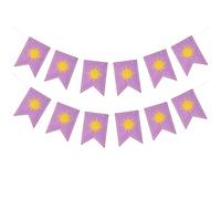 Bannière du Soleil Violet Drapeau Ensemble, Violet Guirlande Soleil Papier avec 12 Fanions Décorations de Fête à Thème Vibrant pour Anniversaires Fêtes Célébrations et Mariages Décor