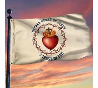 Bannière Église Catholique Américaine Du Sacré-Cœur De Jésus, J'Ai Confiance En Toi Double Face Bannière Personnalisée Couleur Vive Drapeau Grand Pour Jardin Fête Anniversaires 90X150Cm