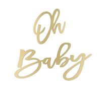 Bannière en Bois Oh Baby Panneau de Fête Prénatale avec Lettres Dorées pour Toile de Fond Décorations de Fête Prénatale pour Bébé Garçon et Fille