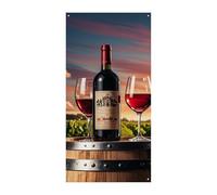 Bannière en bois pour porte de bouteille de vin 90 x 180 cm - Bannières de bienvenue saisonnières - Décoration verticale à suspendre pour porche, entrée, jardin