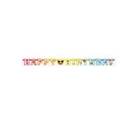 Bannière En Carton Happy Birthday Emoji Rainbow 1,8 M Multicolore