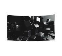 Bannière en cubes noirs pour décoration de fête, fête d'anniversaire, photographie, arrière-plan, bannières et panneaux, décoration murale, fournitures de fête, 177,8 x 88,9 cm