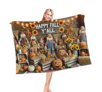 Bannière en flanelle douce Happy Fall - Couverture fantôme floral automnal - Cadeau d'Halloween et de Saint-Valentin pour lit, canapé, salon, chambre à coucher - 152,4 x 127 cm