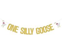 Bannière en forme d'oie rigolote pour 1er anniversaire - Décoration de fête prénatale - Fournitures de fête d'anniversaire pour bébé - Doré