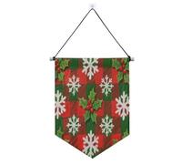 Bannière en tissu à suspendre Merry Christmas avec flocons de neige blancs avec tige télescopique pour portes, murs, fenêtres, jardins, cour suministros para fiesta de a?o nuevo