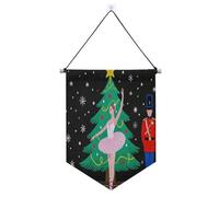 Bannière en tissu à suspendre Merry Christmas Ballet avec soldats avec tige télescopique pour bureau, école, salle de classe, dortoir, maison suministros para fiesta de a?o