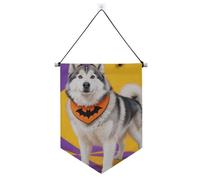 Bannière en tissu à suspendre pour Halloween avec tige télescopique - Décoration murale pour festival et jour spécial