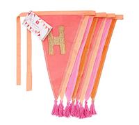 Bannière en tissu rose joyeux anniversaire -3m | Guirlande de fanions de drapeau triangulaire, 100% coton, pour filles femmes, intérieur, extérieur, décorations réutilisables pour fête d'anniversaire