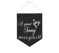 Bannière en toile « A Good Song Never Gets Old » - À suspendre au mur - Décoration murale - Œuvre d'art pour salon, chambre à coucher, bureau, cadeaux de vacances - 25,4 x 30,5 cm
