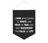 Bannière en toile « A Man Who Dares to Waste One Hour of Time Has Not Discovered The Value of Life » - À suspendre au mur - Pour salon, chambre à coucher, bureau