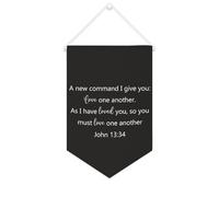 Bannière en toile « A New Command I Give You Love One Another » - À suspendre au mur - Décoration murale - Œuvre d'art pour salon, chambre à coucher, bureau, cadeaux de vacances - 25,4 x 38,1 cm