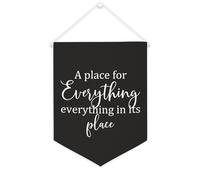 Bannière en toile « A Place for Everything, everything in its place » - 30,5 x 40,6 cm - Décoration murale pour chambre à coucher, chambre d'enfant, décoration d'intérieur