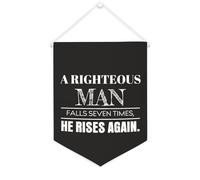 Bannière en toile « A Righteous Man Falls Seven Times, he Rises Again » - À suspendre au mur - Décoration murale - Pour salon, chambre à coucher, bureau, vacances - 30,5 x 40,6 cm