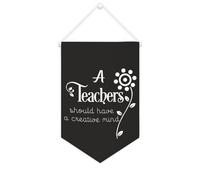 Bannière en toile « A Teacher Should Have A Creative Mind » à suspendre au mur - Décoration murale pour salon, chambre à coucher, bureau, cadeaux de vacances - 25,4 x 38,1 cm