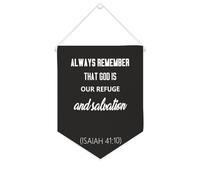 Bannière en toile « Always Remember That God Is Our Refuge And Salvation » - À suspendre au mur - Décoration murale pour salon, chambre à coucher, bureau, cadeaux de vacances - 25,4 x 30,5 cm