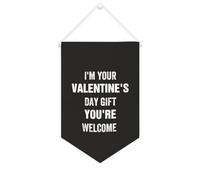 Bannière en toile avec inscription « I'm Your Valentine's Day Gift You're Welcome » à suspendre au mur - Décoration d'intérieur - Pour salon, chambre à coucher, bureau, vacances - 25,4 x 38,1 cm