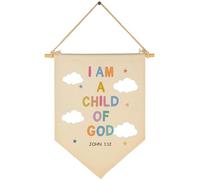 Bannière en toile avec verset de la Bible chrétienne - Décoration murale - Cadeau d'anniversaire de Noël pour bébé garçon fille enfant - Décoration murale pour chambre de bébé - I Am A Child of God