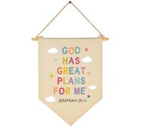 Bannière en toile avec verset de la Bible chrétienne - Décoration murale - Cadeau d'anniversaire de Noël pour bébé garçon fille enfant - Chambre de bébé au-dessus du berceau - God Has Great Plans