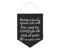 Bannière en toile « Being A Family Means You Will Love And Be Loved for The Rest of Your Life » - 25,4 x 30,5 cm - Décoration murale pour chambre à coucher, chambre d'enfant, décoration d'intérieur