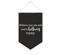 Bannière en toile « Believe You Can And You're Halfway There » - À suspendre au mur - Décoration murale pour salon, chambre à coucher, bureau, cadeaux de vacances - 25,4 x 38,1 cm