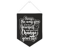 Bannière en toile « Change The Way You Speak About Yourself And You Can Change Your Life » - 25,4 x 30,5 cm - Décoration murale pour chambre à coucher, chambre d'enfant, décoration d'intérieur
