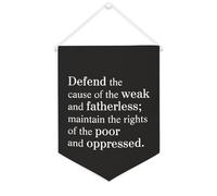 Bannière en toile « Defend The Cause of The Weak And Fatherless » à suspendre au mur - Décoration murale pour salon, chambre à coucher, bureau, cadeaux de vacances - 30,5 x 40,6 cm