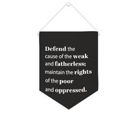 Bannière en toile « Defend The Cause of The Weak And Fatherless » à suspendre au mur - Décoration murale pour salon, chambre à coucher, bureau, cadeaux de vacances - 25,4 x 30,5 cm