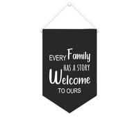 Bannière en toile « Every Family Has A Story Welcome to Ours » - 25,4 x 38,1 cm - Décoration murale pour chambre à coucher, chambre d'enfant, décoration d'intérieur