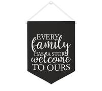 Bannière en toile « Every Family Has A Story Welcome to Ours » - 30,5 x 40,6 cm - Décoration murale pour chambre à coucher, chambre d'enfant, décoration d'intérieur