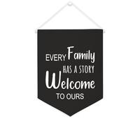 Bannière en toile « Every Family Has A Story Welcome to Ours » - 30,5 x 40,6 cm - Décoration murale pour chambre à coucher, chambre d'enfant, décoration d'intérieur