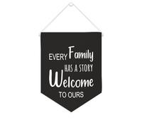 Bannière en toile « Every Family Has A Story Welcome to Ours » à suspendre au mur - Décoration murale pour salon, chambre à coucher, bureau, cadeaux de vacances - 25,4 x 30,5 cm