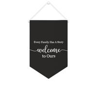 Bannière en toile « Every Family Has A Story Welcome to Ours » à suspendre au mur - Décoration murale pour salon, chambre à coucher, bureau, cadeaux de vacances - 25,4 x 38,1 cm