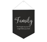 Bannière en toile « Family The People You Live For Laugh With Love Most » - 30,5 x 40,6 cm - À suspendre au mur - Décoration murale pour chambre à coucher, chambre d'enfant