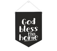 Bannière en toile « God Bless This Home » - À suspendre au mur - Décoration murale pour salon, chambre à coucher, bureau, cadeaux de vacances - 30,5 x 40,6 cm