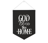 Bannière en toile « God Bless This Home » - À suspendre au mur - Décoration murale pour salon, chambre à coucher, bureau, cadeaux de vacances - 30,5 x 40,6 cm