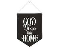 Bannière en toile « God Bless This Home » - À suspendre au mur - Décoration murale pour salon, chambre à coucher, bureau, cadeaux de vacances - 25,4 x 30,5 cm