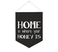 Bannière en toile « Home Is Where Your Honey Is » - À suspendre au mur - Décoration murale pour salon, chambre à coucher, bureau, cadeaux de vacances - 30,5 x 40,6 cm
