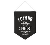 Bannière en toile « I CAN DO ALL THINGS THROUGH CHRIST » - 25,4 x 30,5 cm - À suspendre au mur - Décoration murale pour chambre à coucher, chambre d'enfant