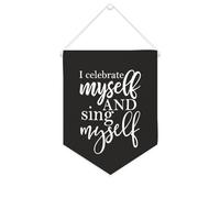 Bannière en toile « I Celebrate Myself and Sing Myself » - À suspendre au mur - Décoration murale pour salon, chambre à coucher, bureau, cadeaux de vacances - 25,4 x 30,5 cm
