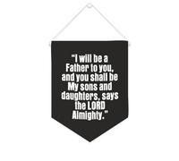 Bannière en toile « I Will Be A Father to You and You Shall Be My Sons And Daught » - À suspendre au mur - Décoration murale pour salon, chambre à coucher, bureau, cadeaux de vacances