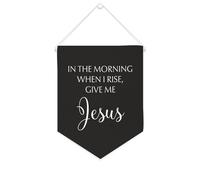 Bannière en toile « in The Morning When I Rise, Give Me Jesus » - À suspendre au mur - Décoration murale - Œuvre d'art pour salon, chambre à coucher, bureau, cadeaux de vacances - 25,4 x 30,5 cm