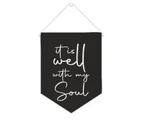 Bannière en toile « It Is Well with My Soul » - À suspendre au mur - Décoration murale pour salon, chambre à coucher, bureau, cadeaux de vacances - 25,4 x 30,5 cm