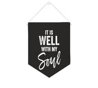 Bannière en toile « It Is Well With My Soul » - À suspendre au mur - Décoration murale pour salon, chambre à coucher, bureau, cadeaux de vacances - 25,4 x 30,5 cm