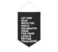 Bannière en toile « Let Him Kiss Me with The Kisses of His Mouth » - 25,4 x 38,1 cm - Décoration murale pour chambre à coucher, chambre d'enfant, décoration d'intérieur