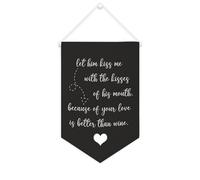 Bannière en toile « Let Him Kiss Me with The Kisses of His Mouth » - 25,4 x 38,1 cm - Décoration murale pour chambre à coucher, chambre d'enfant, décoration d'intérieur