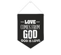 Bannière en toile « Love Comes from God. God Is Love » - À suspendre au mur - Décoration murale pour salon, chambre à coucher, bureau, cadeaux de vacances - 25,4 x 30,5 cm
