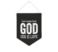 Bannière en toile « Love Comes from God. God Is Love » - À suspendre au mur - Décoration murale pour salon, chambre à coucher, bureau, cadeaux de vacances - 25,4 x 30,5 cm