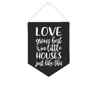 Bannière en toile « Love Grows Best In Little Houses Just Like This » - 25,4 x 30,5 cm - Décoration murale pour chambre à coucher, chambre d'enfant, décoration d'intérieur
